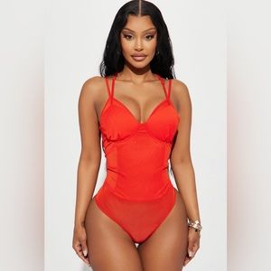 NWT Fashion Nova Orange Bodysuit Large